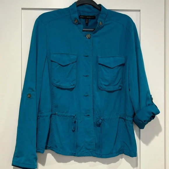 White House Black Market Teal Lightweight Utility Jacket - Picture 3 of 6